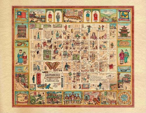 San Francisco Chinatown and Environs - Ken Cathcart, a Scrapbook Map - 1947
